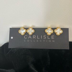 Carlisle NY Classic 19802 Gold And Mother of Pearl clip earrings NWOT